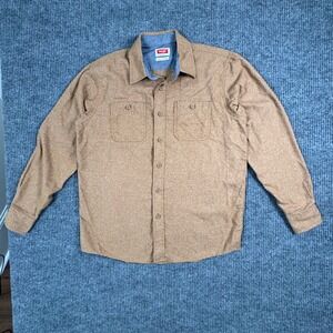 Wrangler Flannel Shirt Mens Medium Premium Quality Button Up‎ Brown Workwear